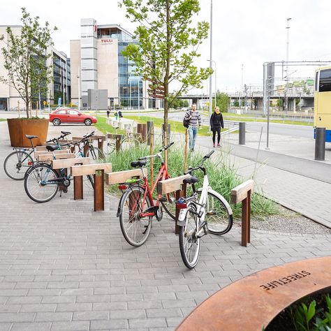 Cycling is the solution for a better health and future. So ride your bike to work on the Dutch Ride your bike to work Day! Bike Parking Design, Bamboo Bicycle, Cycle Stand, Support Velo, Conservation Of Natural Resources, Public Space Design, Concrete Bench, Weathering Steel, Bicycle Parking