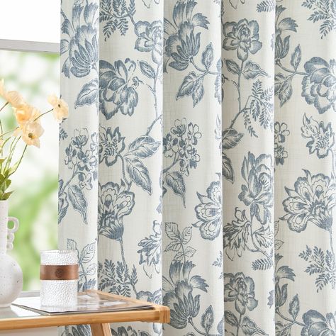 PRICES MAY VARY. Floral Patterned Curtains: Bring a sense of french country to your home by these flower curtains. Patterned with elaborate flowers, these drapes beautifully frame your windows with a farmhouse style Linen Burlap Look Curtains: Each package includes 2 curtain panels in blue flower printed, panels are both 50" wide by 96" length. These curtains add more farmhouse country charm to your window, providing a casual space and softer vision Multiple Hanging Options: Rod pocket top allow Patterned Drapes, Apartment Business, Farmhouse Curtain Rods, Insulated Drapes, Pocket Window, Pattern Draping, Drapes For Living Room, Living Room Light, Bedroom Drapes