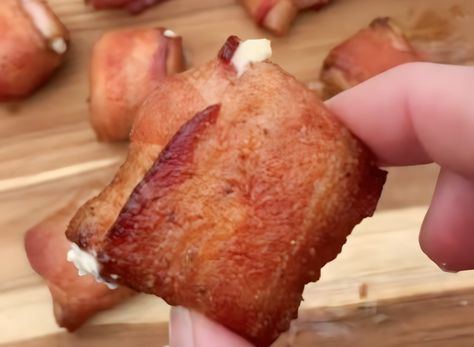 Bacon-Wrapped Jalapeno Popper Bites Recipe Popper Bites, Jalapeno Bites, Jalapeno Popper Bites, Bacon Wrapped Jalapeno Poppers, Bacon Wrapped Jalapenos, Stuffed Jalapenos With Bacon, Jalapeno Popper, Ritz Crackers, Fun Foods