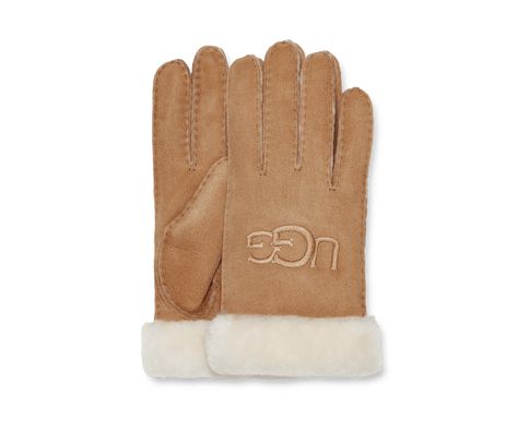 Shearling UGG Embroider Glove Ugg Gloves, Sheepskin Gloves, Brown Gloves, Embroidered Leather, High Leg Boots, Cold Weather Accessories, Slipper Shoes, Sneaker Brands, Earmuffs