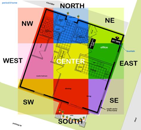 Feng Shui House Layout Floor Plans, Bedroom Layout Feng Shui, Feng Shui Studio Apartment, Feng Shui New Home, Feng Shui Kitchen Layout, Bagua Map Feng Shui, Feng Shui House Layout, Feng Shui Floor Plan, Couleur Feng Shui