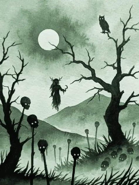 Welsh Mythology, Creepy Paintings, Alan Lee, Baba Jaga, Forest Drawing, ملصق ديني, Creepy Drawings, Halloween Painting, Halloween Drawings