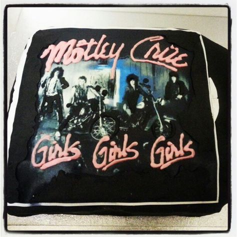 Motley crue birthday cake Motley Crue Birthday Cake, Motley Crue Birthday, Motley Crue Cake, Music Themed Cakes, Yummy Deserts, Motley Crüe, 50th Bday, Tommy Lee, Motley Crue