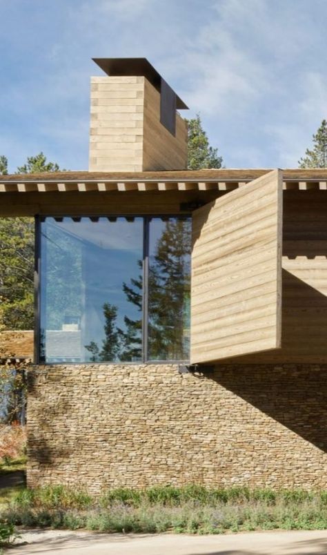 Olson Kundig -- Teton House Chimney Chimney Modern Design, Modern Chimney Cap, Chimney Caps Metal, Chimney Design Modern, Modern Chimney, House Chimney, Chimney Cowls, Chimney Caps, Quonset Hut Homes