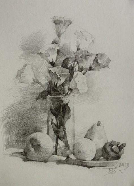 Green Sketchbook, Chien Chung Wei, Still Life Sketch, Pencil Drawing Ideas, Pencil Drawings Of Flowers, Graphite Art, Charcoal Art, Still Life Drawing, Pencil Art Drawings