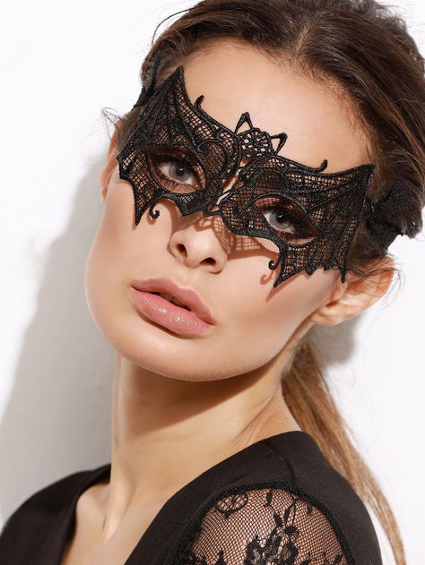 Shop Black Bat Shaped Lace Mask online. SheIn offers Black Bat Shaped Lace Mask & more to fit your fashionable needs. Lace Masks, Costumes With Masks, Black Lace Mask, Diy Halloween Masks, The Mask Costume, Bat Mask, Bat Costume, Female Mask, Wicked Game