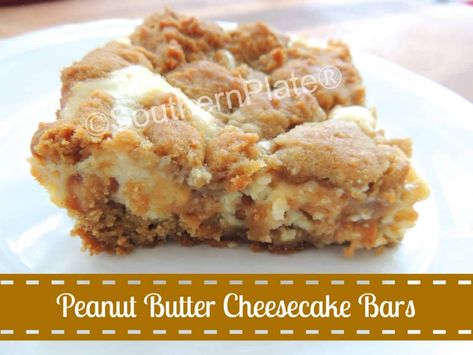 Cheesecake Cookie Bars, Peanut Butter Cheesecake Bars, Cheesecake Cookie, Soft Peanut Butter Cookies, Southern Plate, Cheesecake Bar Recipes, Peanut Butter Cookie Dough, Dessert Healthy, Peanut Butter Cheesecake