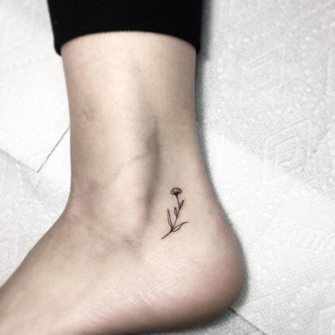 Ankle Tattoo Small Flower, Tiny Flower Ankle Tattoo, Small Tattoo Ankle Woman, Tiny Ankle Tattoos For Women, Outside Ankle Tattoo, Tiny Ankle Tattoo, Ankle Tattoo Flower, Ankle Tattoo Placement, Small Ankle Tattoos For Women