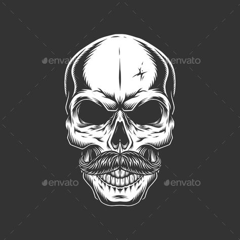 Vintage Skull with Mustache #Vintage, #Skull, #Mustache Skull No Jaw, Skull Aesthetic, Animal Skull, Vintage Skull, Find A Way, The Skull, Vector Illustration Design, Illustration Design, Vector Images