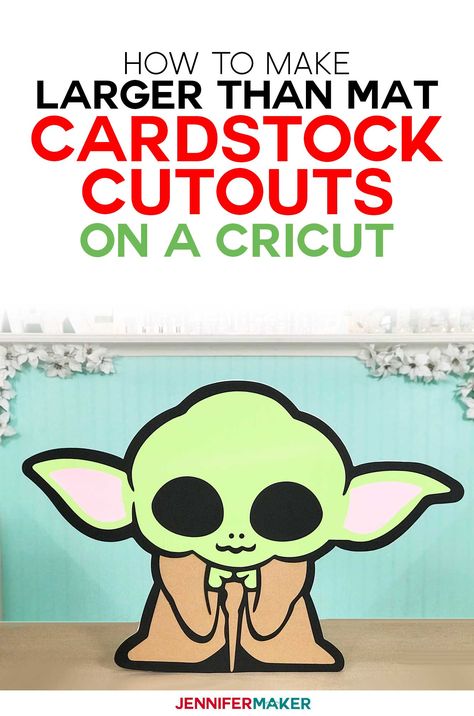 Make Cardstock Cutouts Larger Than 12" x 24" Mat on a Cricut and make Baby Yoda off the mat! #cricut #cricutdesignspace #babyyoda Mug Painting Ideas Diy, Ceramic Mug Painting Ideas, Ceramic Mug Painting, Mug Painting Ideas, Cricut Tricks, Cricut Cardstock, Cricket Designs, Mug Painting, Circuit Machine