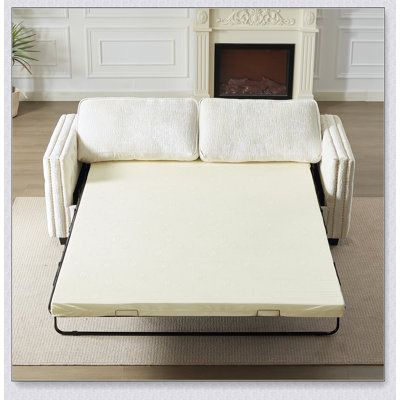 Reliable and durable, comfortable and luxurious, and easy to assemble - this bed and sofa is ideal for your home or commercial space. A sturdy wooden frame and metal mechanism ensure durability, heavy-duty steel provides a 500-pound load bearing capacity, and the mattress measures 60 "x 66" x 3 "for residential and commercial use. The comfortable foam fill provides a restful and relaxing sleep experience, perfect for hosting overnight guests or when you need an extra bed. A convenient and practical choice for any home or commercial space. House of Hampton Upholstery Colour: Beige | House of Hampton Convertible Sleeper Sofa w/ Memory Foam Mattress, 3-Seater Full Size Bed Couch for Living Rooms | C112108295_873538950 | Wayfair Canada Full Size Bed Couch, Sofa Bed Sleeper, Sofa White, Pull Out Couch, Brown Bedroom, Convertible Sofa Bed, Bed Couch, Stylish Sofa, White Sofas