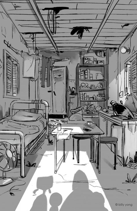 Indoor Perspective Drawing, Background Perspective Reference, Perspective Drawing Reference Room, Manga Background Reference, Room Drawing Reference, Anime Room Illustration, Indoor Perspective, Perspective Room Drawing, Perspective Drawing Room