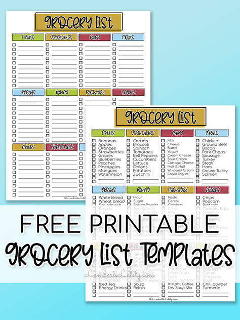 Free Printable Grocery List Templates. Grocery List Design, Grocery List Free Printable, Master Grocery List Printable, Free Printable Grocery List Templates, Grocery Shopping List Template, Free Printable Grocery List, Printable Grocery List Template, Grocery List Printable Free, Creamed Turkey