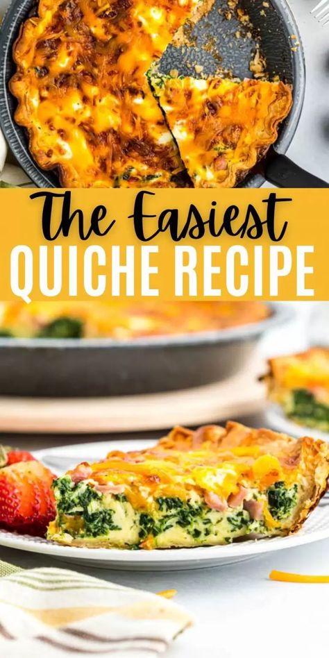 Easy Breakfast Quiche Recipe, Quish Recipes, Easy Quiche Crust, Easy Breakfast Quiche, Breakfast Quiche Recipe, Sneak In Veggies, Basic Quiche Recipe, Breakfast Quiche Recipes Easy, Quick Quiche