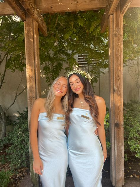 Sorority Recruitment Poses, Preference Round Recruitment, Pref Round Outfits Sorority, White Satin Dress Short, Pref Dresses, Sorority Recruitment Dresses, Preference Night, Recruitment Decorations, Sisterhood Round