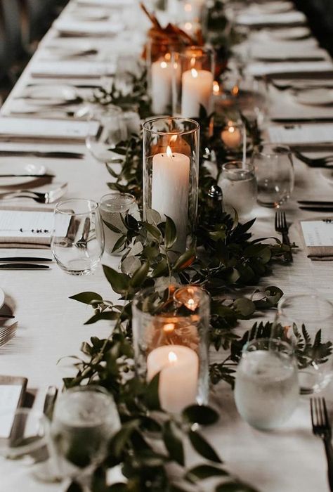 Rustic Wedding Decorations, Modern Wedding Decor, Wedding Decor Ideas, Future Wedding Plans, Long Table, Wedding Table Decorations, Wedding Forward, Wedding Table Settings, Wedding Table Centerpieces