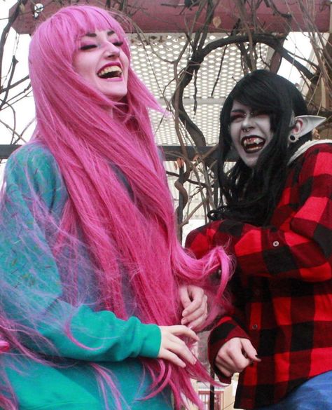 Marcelina X Bubblegum Costume, Princess Bubblegum And Marceline Costume, Bubblegum And Marceline Costume, Bubblegum Cosplay, Marceline Costume, Princess Bubblegum Cosplay, Marceline Cosplay, Adventure Time Cosplay, Halloween Duo