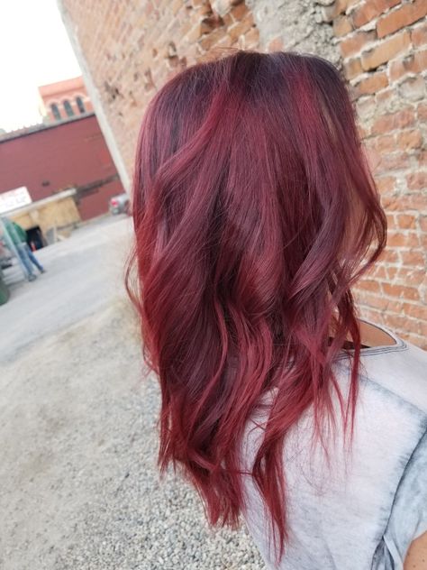 Red shadow root by Ashley Kasperick Dark Red Hair With Shadow Root, Shadow Root Red, Shadow Root Red Hair, Red Hair Shadow Root, Red Hair With Shadow Root, Red Shadow Root, Red Hair Dark Roots, Red Roots Hair, Deep Red Hair Color