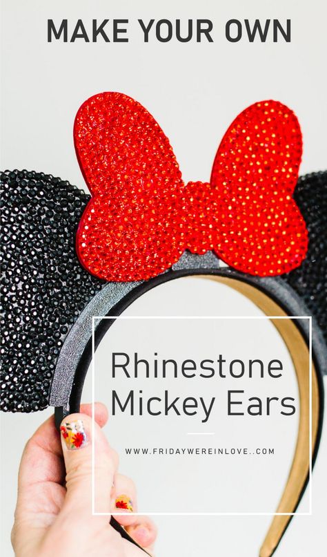 How to bling out your own rhinestone Mickey ears for your next Disneyland or Disney World trip. A full DIY rhinestone Disney ears tutorial with tips and tricks to make the cutest sparkly custom Disney ears! Making Disney Ears, How To Make Mickey Ears, Diy Disney Ears Templates, How To Make Disney Ears, Diy Minnie Ears, Diy Minnie Mouse Ears, Mickey Ears Diy, Ears Tutorial, Minnie Mouse Ears Diy