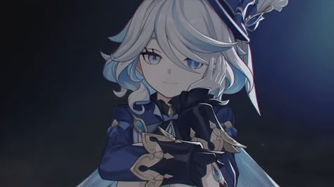 Character Teaser - "Furina: Member of the Cast" | Genshin Impact Banner Gif, Blue Anime, Top Hat, White Hair, Cute Icons, Anime Character, Genshin Impact, Anime Icons, Favorite Character