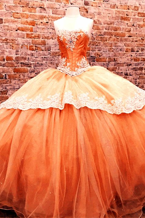 Light Orange Quince Dress Orange Quinceanera Dresses Mexican, Orange Quince Dresses, Orange Cake Design, Silver Quinceanera Dresses, Orange Quince, Orange Quinceanera Dresses, Orange Quinceanera, Quinceanera Dresses Mexican, 15 Birthday