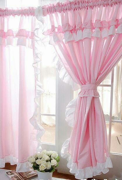 pink Ruffle Curtains, Shabby Chic Decorating, Decoration Shabby, Shabby Chic Curtains, Pink Cottage, Shabby Chic Baby Shower, Shabby Chic Living, Shabby Chic Living Room, Pink Curtains