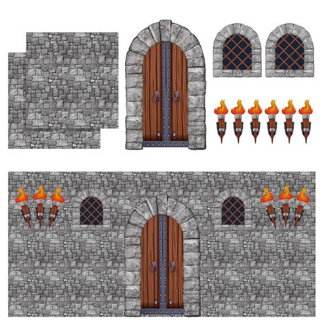 PRICES MAY VARY. Medieval Decor Set: the package includes 1 piece of castle door print, 2 pieces of window props, 6 pieces of torch props, and 2 pieces of stone wall backdrops, so that the delicate set can meet your party decoration needs Reliable and Quality: this stone wall backdrop is made of quality PE material, with clear and vivid printing, not easy to break or fade, and the other medieval dragon party decorations are copper cardboard material, reusable and long lasting to serve you for a Medieval Party Decorations, Castle Decorations, Stone Wall Backdrop, Brick Wall Decor, Halloween Castle, Party Wall Decor, Castle Party, Castle Doors, Knight Party