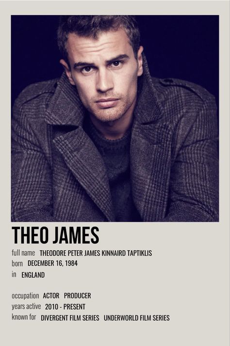 minimal polaroid celeb poster for theo james Theo James Movies, Theo James Aesthetic, Thoe James, James Movie, Theodore James, Tobias Eaton, Film Posters Minimalist, Image Film, Divergent Series