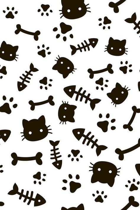 Cat Seamless Pattern, Cat Fonts Alphabet, Cute Cat Paws Drawing, Pets Activities For Toddlers, Dog Pattern Illustration, Pets Coloring Pages, Cat Paw Pattern, Acab Tattoo, Emo Cat