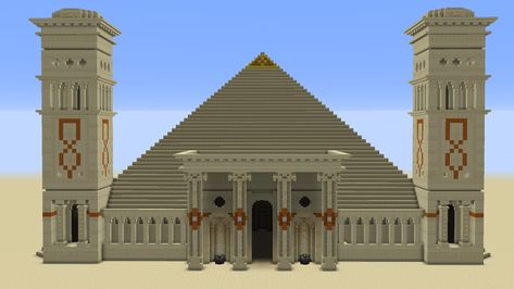 I redesigned and the desert temple! What do you guys think? - Minecraft Minecraft Desert Builds, Minecraft Pyramid, Minecraft Villages, Minecraft Temple, Minecraft Desert, Minecraft Castle Blueprints, Desert Temple, Minecraft Kingdom, Pyramid Design