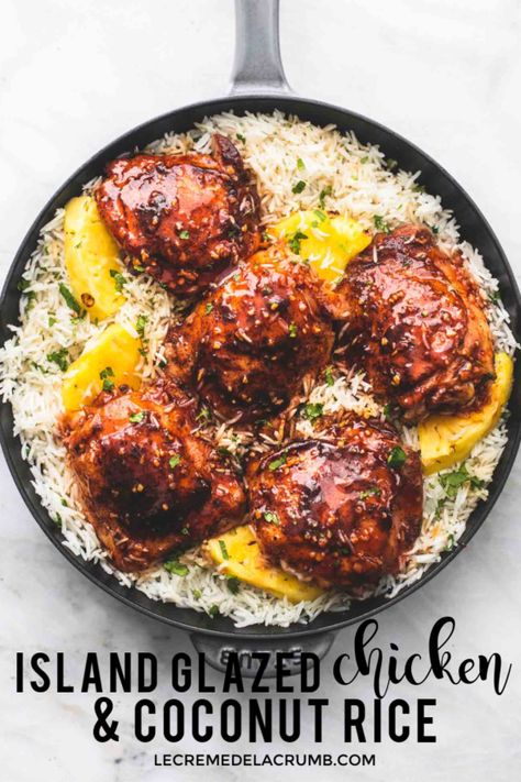 Chicken Coconut, Spicy Dishes, Glazed Chicken, Island Food, Winner Winner Chicken Dinner, Mini Vacation, Coconut Rice, Caribbean Recipes, Chicken Dishes Recipes