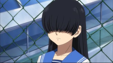 denpa teki na kanojo school dress hime cut long hair black black eyes hair covering eyes Hair Covering Eyes, Regard Animal, Eyes Images, Anime Long Hair, Hair Covering, Cartoon Hair, Blue Anime, Long Dark Hair, Eye Cover