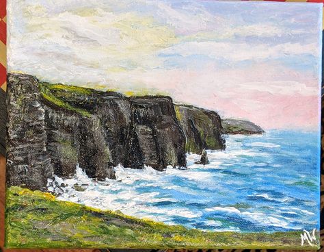 Ireland Painting Easy, Scotland Painting Acrylic, Ireland Painting, Irish Country, Scotland Landscape, Watercolor Landscapes, Ireland Landscape, Cliffs Of Moher, Landscape Paintings Acrylic