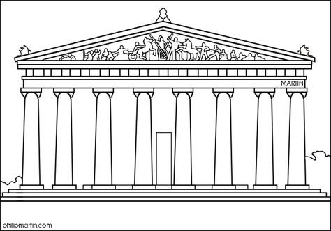 Parthenon Greece, Greece Drawing, Greek Drawing, Art Education Lessons, Art Through The Ages, Greek Architecture, Window Molding, Revival Architecture, Neoclassical Architecture