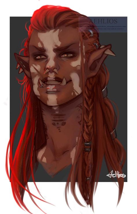 Warcraft Orc Art, Orc Dnd Character, Female Orc Art, Hobgoblin Female, Half Orc Woman, Female Orc Beautiful, Female Hobgoblin, Hobgoblin Dnd, Dnd Hobgoblin