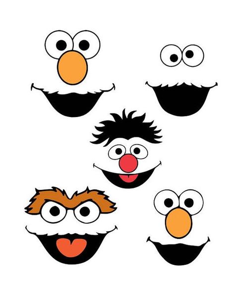 Sesame Street Crafts, Sesame Street Birthday Party Ideas Boy, Elmo Birthday Party Boy, Ernie Und Bert, Sesame Street Christmas, Cookie Monster Party, Cookie Monster Birthday, Elmo Birthday Party, Character Face