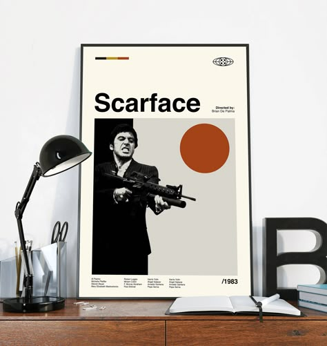 Posters For Guys Rooms, Movie Poster Wall Art, Scarface Room Ideas, Batchlor Pad, Mens Posters, Mens Bedroom Wall Decor, Framed Movie Posters, Wall Art For Men, Scarface Poster