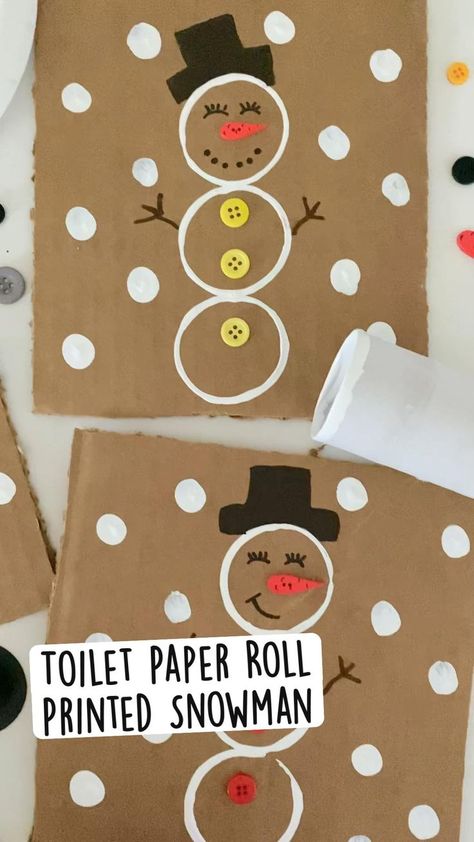 Toilet Paper Roll Printed Snowman | Preschool crafts, Toddler crafts, Winter crafts Toilet Paper Christmas Card, Snowman Projects For Preschoolers, Toilet Paper Roll Holiday Crafts, Toilet Roll Snowman, Xmas Toilet Paper Roll Crafts, Christmas Craft Toilet Paper Roll, Toilet Paper Roll Snowman, Snowmen Crafts For Toddlers, Winter Theme Crafts Preschool