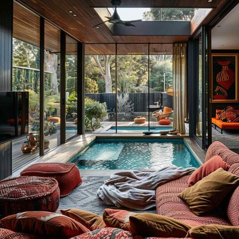 Patio Pools, Living Room Pool, Seoul Apartment, Tiny House Living Room, Pool Indoor, Indoor Pool Design, Mega Millions, Thai House, Small House Interior