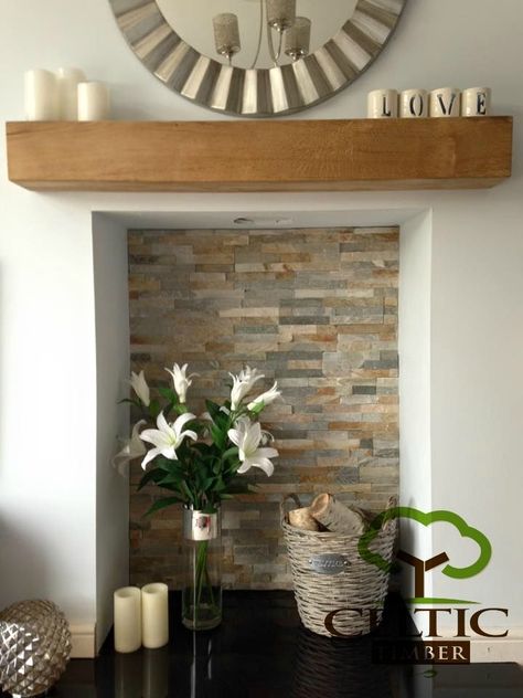 Solid French Oak Beams Floating Shelf Mantle Piece Fire Place Surround Inglenook in Home, Furniture & DIY, Furniture, Bookcases, Shelving & Storage | eBay! Empty Fireplace Ideas, Empty Fireplace, Floating Shelf Mantle, Nice Rooms, Floating Shelves Living Room, Cosy Living, Cosy Living Room, Traditional Fireplace, Mantle Piece