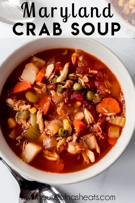 Baltimore Maryland Food, Maryland Crab Soup Recipe, Crab Soup Recipe, Maryland Crab Soup, Crab Soup Recipes, Seafood Soup Recipes, Spicy Crab, Lobster Dishes, Maryland Crabs