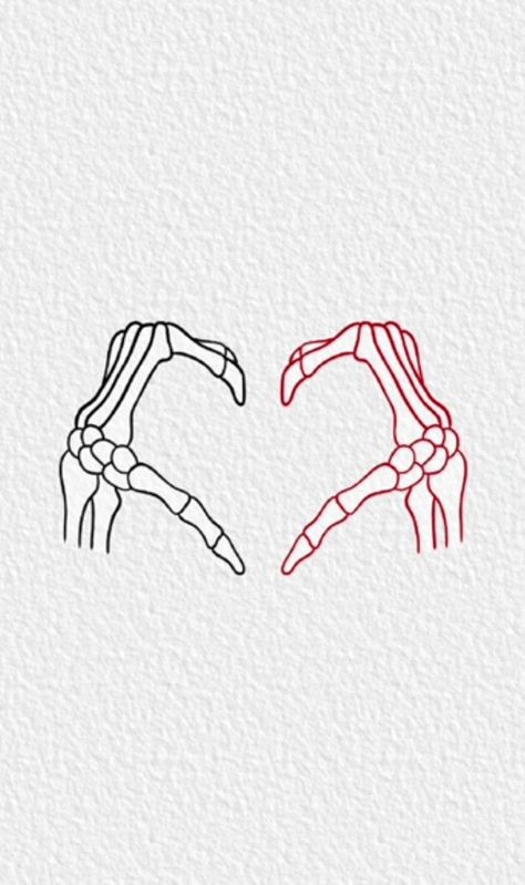 Matching Couple Tattoos Skeleton, Best Friend Duo Tattoos, Childhood Bff Tattoos, Couples Tattoos Skeleton, Tattoo Ideas For Female Best Friends, Horror Themed Best Friend Tattoos, The Lovers Tattoo Ideas, Matching Tattoos Outline, Best Friend Tattoos Skeleton