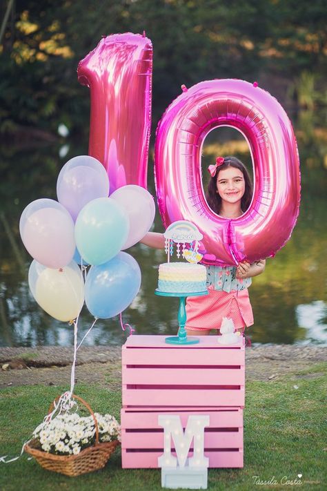 Girly Birthday Party, Happy 10th Birthday, 10th Birthday Parties, Birthday Photography, Birthday Pictures, Birthday Cake Kids, 10th Birthday, Birthday Photoshoot, Pusheen