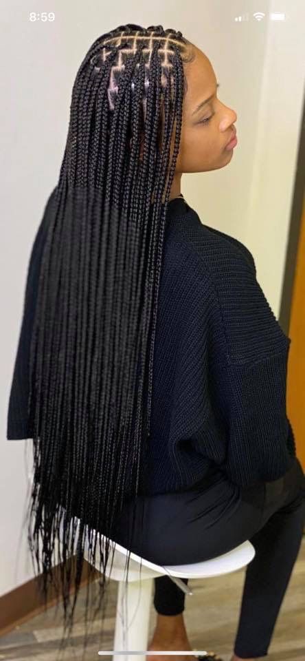 Waist Length Knotless Braids, Black Hair Protective Styles, Medium Knotless Braids, Medium Knotless, Braids Hairstyles Pictures, Box Braids Styling, Girls Hairstyles Braids, Girls Braids, Knotless Braids