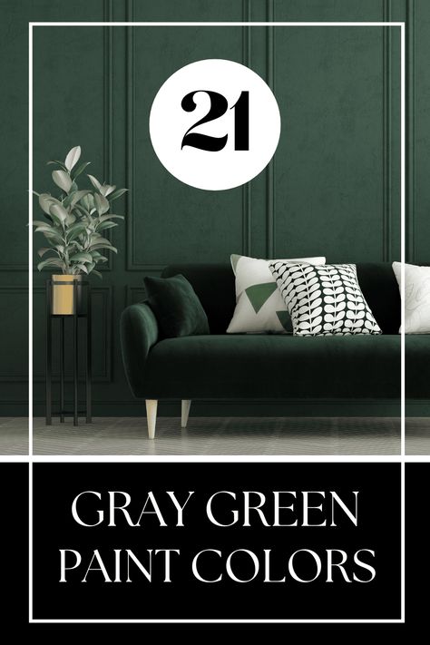 A list of 21 chic gray green paint colors from Farrow & Ball, Sherwin Williams, Benjamin Moore and BEHR for your next DIY painting, restoration or renovation project. Gray Green Paint Colors, Guest Room Paint, Painting Restoration, Wainscoting Living Room, Green Exterior House Colors, Green Grey Paint, Historic Colours, Weathered Furniture, Painted Furniture Colors