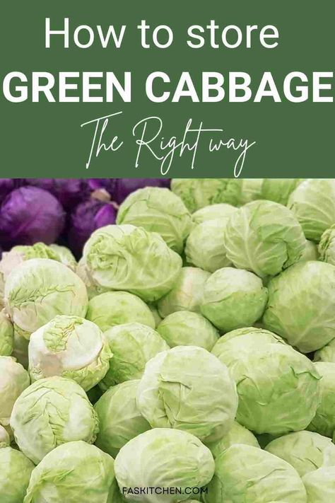 A Pinterest pin featuring a collage of green cabbage and informative text. The image showcases the nutritional benefits, versatile uses, and tips on buying and storing green cabbage. Perfect for anyone seeking to expand their culinary horizons and embrace healthier eating habits. #GreenCabbage #CabbageGuide #HealthyEating Storing Fruit, Root Veggies, Eco Friendly Kitchen, Leafy Vegetables, Green Cabbage, Nutrition Health, Leafy Greens, Fresh Produce, Brussel Sprouts