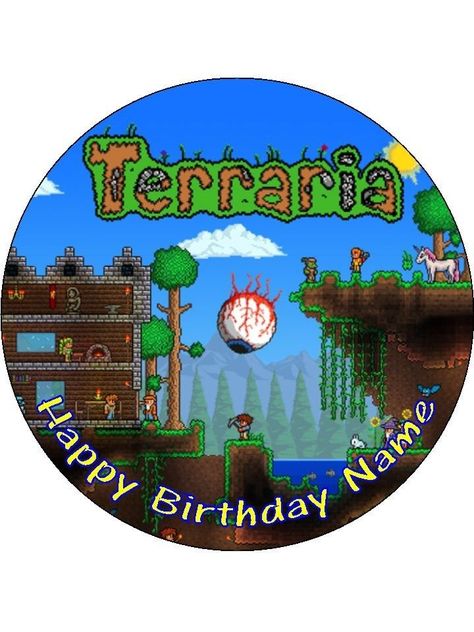 TERRARIA 19CM EDIBLE ICING IMAGE BIRTHDAY CAKE TOPPER Terraria Game, Ipad Games, Tv Tropes, Video Gaming, Iphone Games, Terraria, Tool Hacks, Sandbox, Download Games