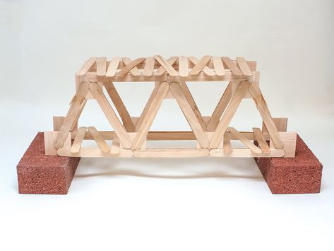 Popsicle Bridge, Warren Truss, Popsicle Stick Bridges, Bridge Ideas, Bridge Project, Popsicle Stick Houses, Truss Bridge, Diy Popsicle, Diy Fountain