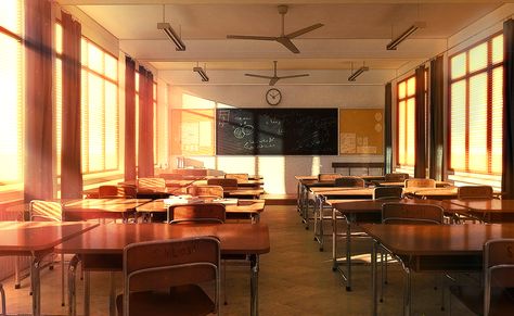 Mystical Classroom on Behance Classroom Background, Environment Reference, Classroom Art, Paint Brush Art, Vintage Poster Design, Scenery Photography, School Building, Environment Concept Art, Background Pictures