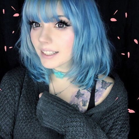 Light Blue Wig, Curly Wavy Bob, Inquisitor Master, Short Blue Hair, Leda Muir, Wild Hair Color, Dyed Hair Pastel, Skin Goals, Light Blue Hair